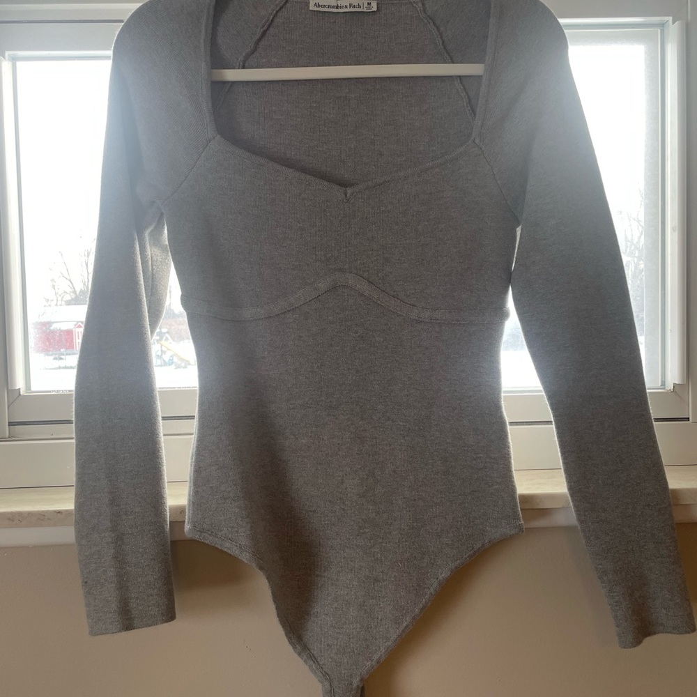 Abercrombie & Fitch Gray Long Sleeve Bodysuit